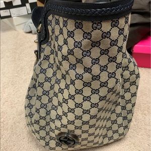 Hobo, blue and white canvas bag